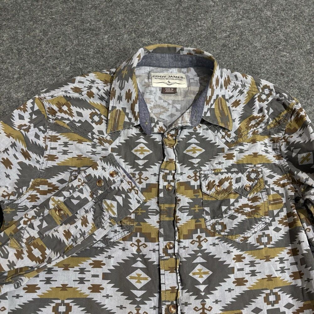 Cody James Shirt Mens Medium Western Snap Button Front Aztec Print